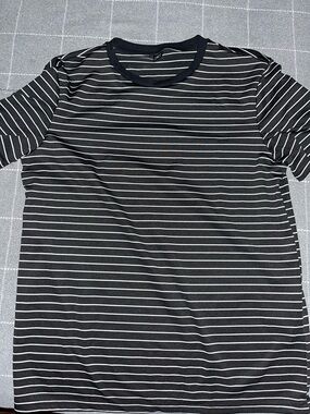 Manfinity Black/White Striped Short Sleeve Crew Neck Tee -